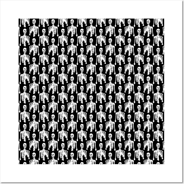 Spooky Skeleton Black Pattern Wall Art by saradaboru